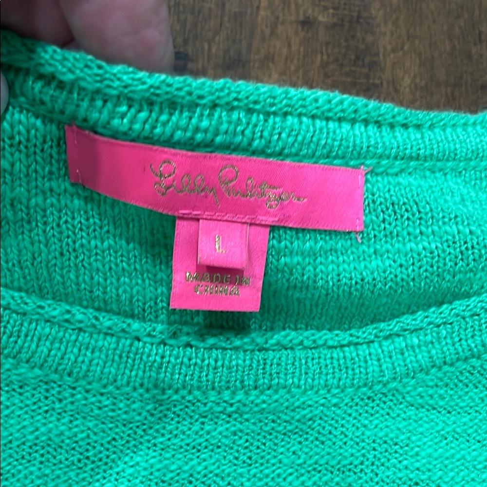 Lilly Pulitzer Green Crew Neck Sweater Relaxed Fit - Picture 2 of 8
